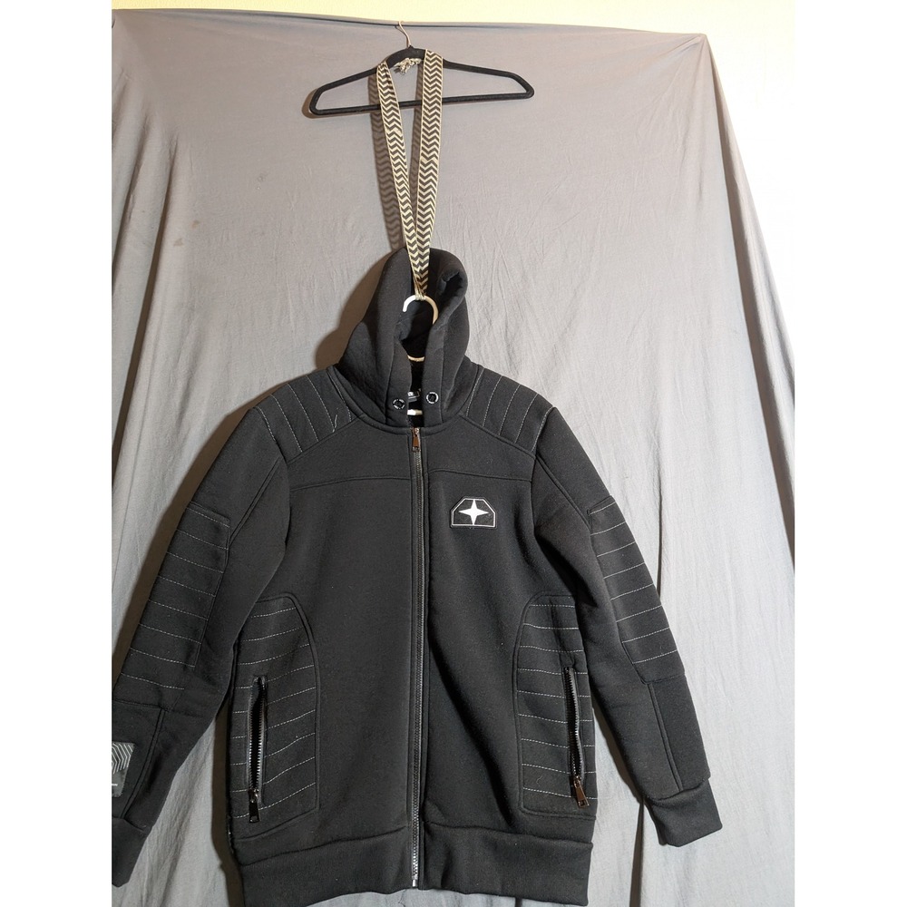 TIME SPACE Mens Black Sherpa Lined Zip Up Hoodie Jacket‎ Size Medium